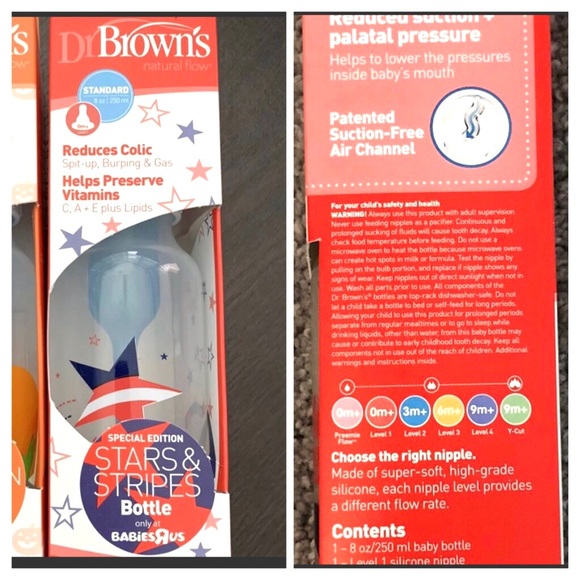 🔥24HourSale🔥Dr. Brown’s Limited Ed. Natural Flow Baby Bottle: STARS & STRIPES - Picture 2 of 5